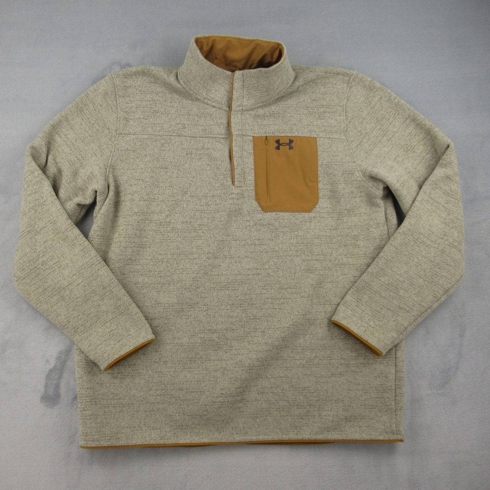 Under Armour Specialist Henley Mens 3XL Tan Sweater Fleece Mock Neck 1316276